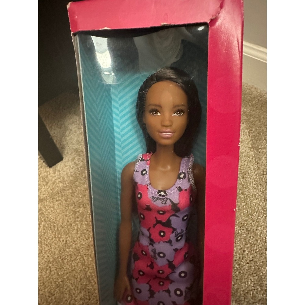 Barbie Doll Pink Floral Dress Brown Hair New in Box Kids Toy Gift - Picture 3 of 7